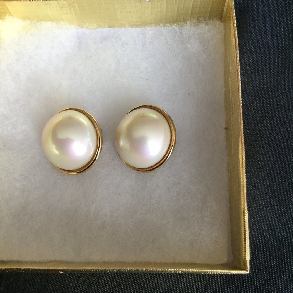 Majorca Pearl Gold over Sterling Clip on Earrings